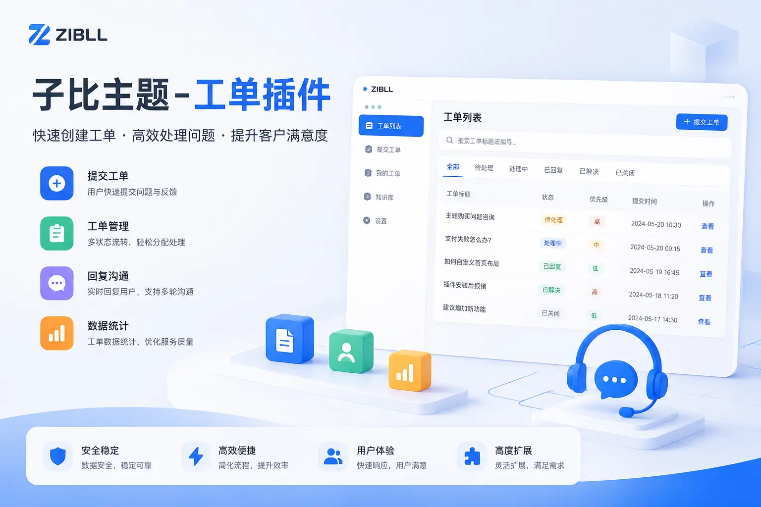 子比主题-工单插件V1.1.0-铭安CODE库